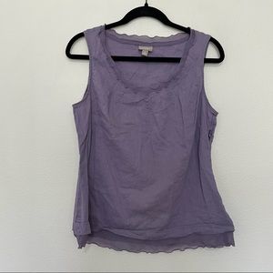 J.Jill purple linen & cotton blend dusty purple ruffle tank top sz.M womens